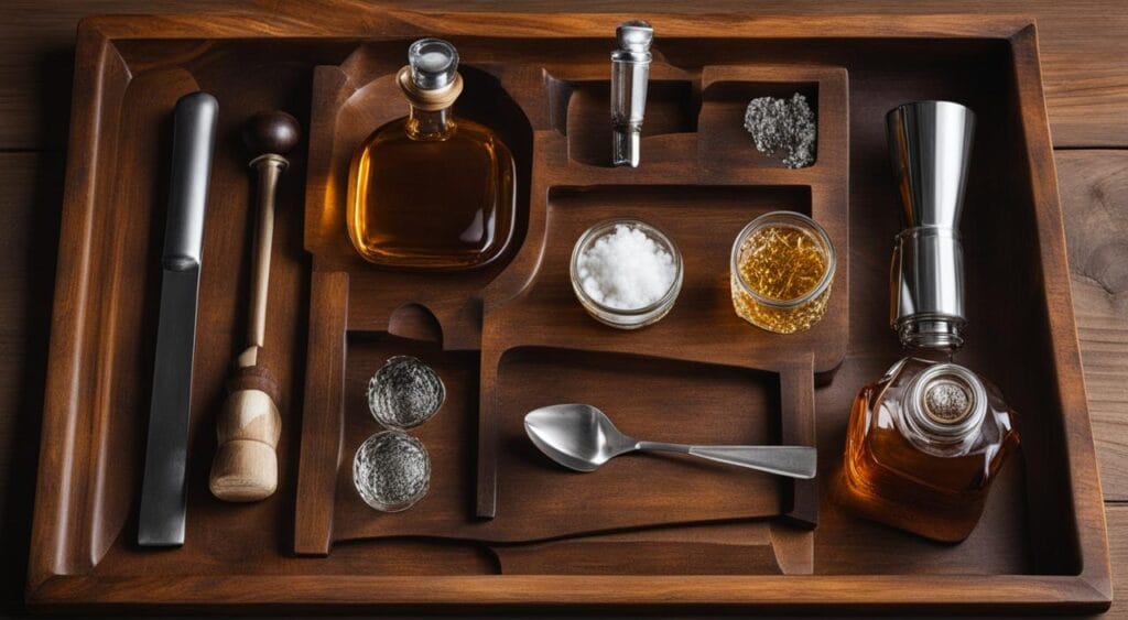 Utensílios para medir ml em uma dose de whisky
