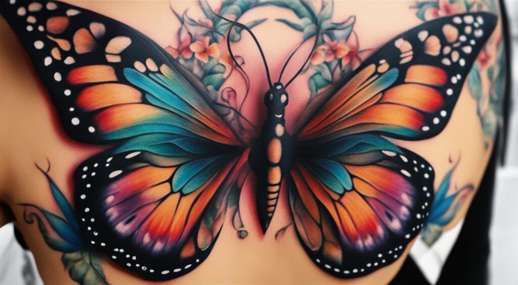 tatuagem de borboleta nas costas