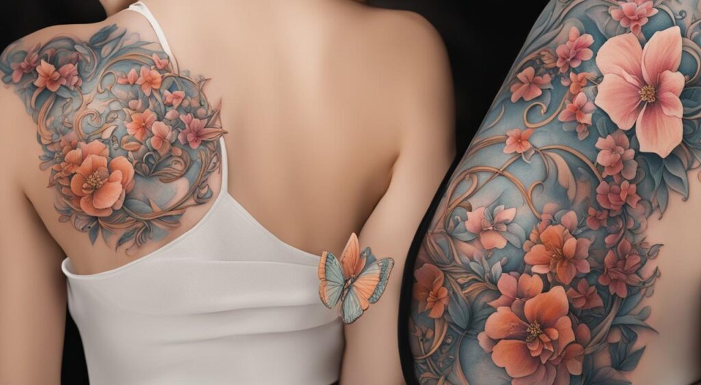 tatuagem feminina nas costas com frases
